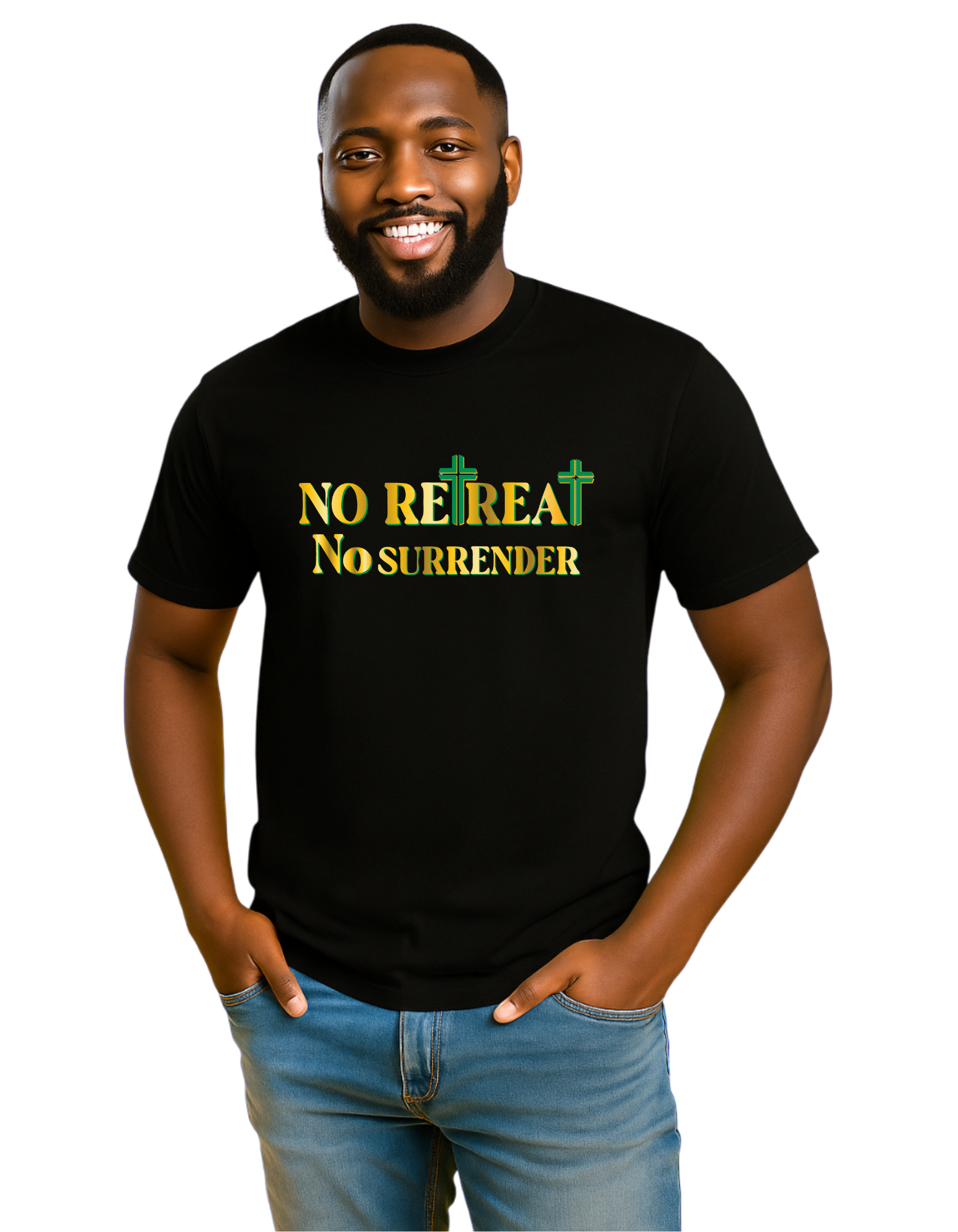 Jus Rite Rapper “No Retreat No Surrender” Christian Warrior T-Shirt – JusRite UniQue Ink